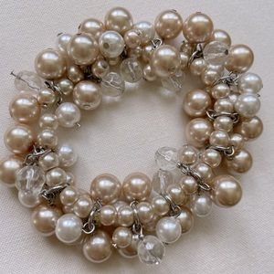 Two tone pearl and crystal bracelet